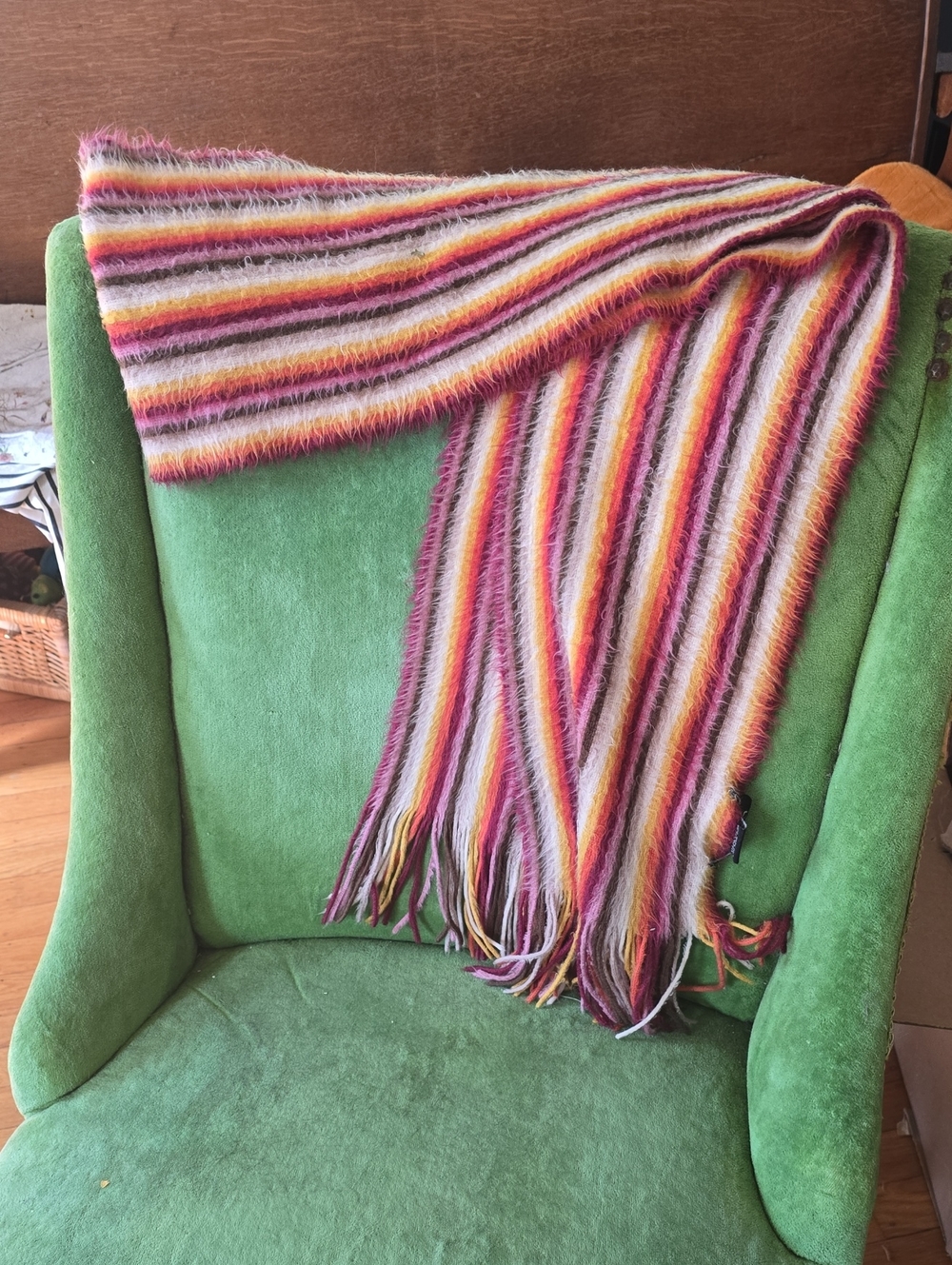 Multi-Color Fuzzy Striped Scarf